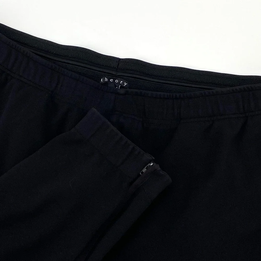 Theory Mens XL Black Tapered Jogger Pants Ankle Zip Elastic Drawstring Waist